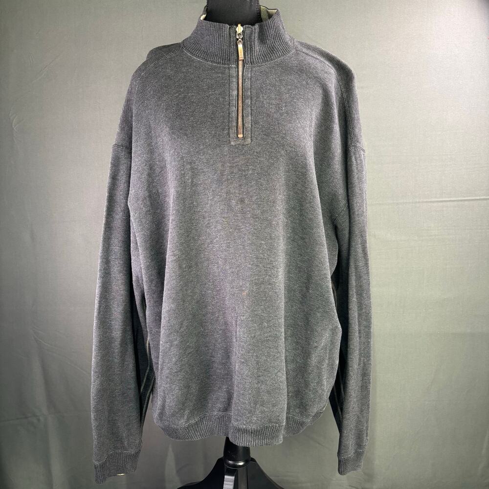 Tommy Bahama Sweater Men’s XL 1/4 Zip  Pullover Mock Neck Casual Cozy Gray